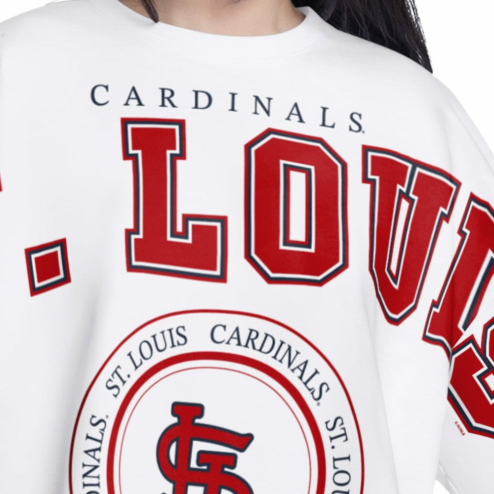 St. Louis Cardinals G-III 4Her by Carl Banks Women's Bleachers Cropped Pullover Sweatshirt Sale