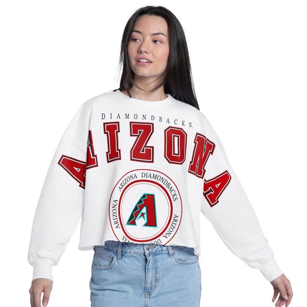Arizona Diamondbacks G-III 4Her by Carl Banks Women's Bleachers Cropped Pullover Sweatshirt On Sale