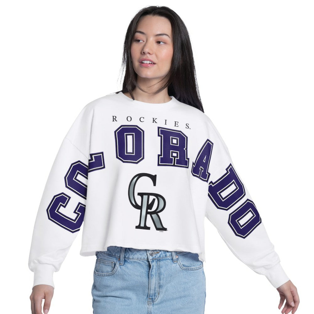 Colorado Rockies G-III 4Her by Carl Banks Women's Bleachers Cropped Pullover Sweatshirt discount