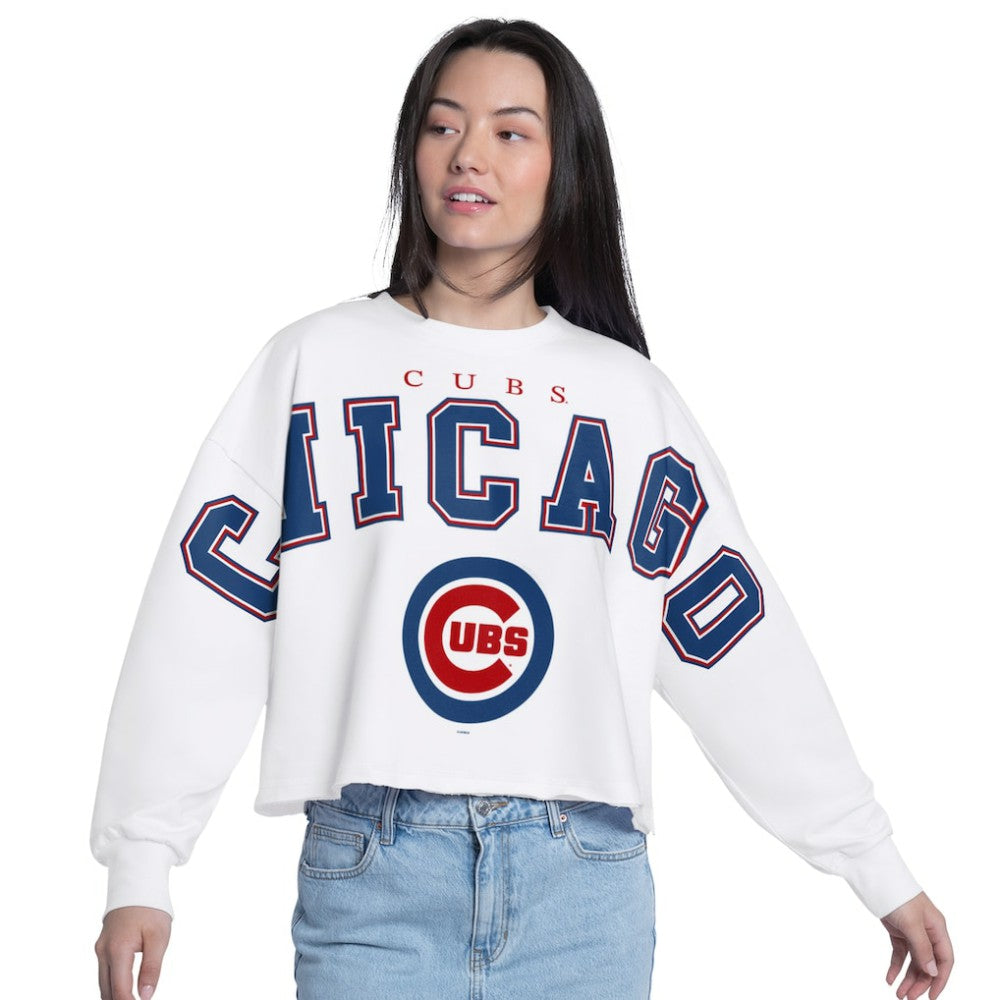 Chicago Cubs G-III 4Her by Carl Banks Women's Bleachers Cropped Pullover Sweatshirt Online