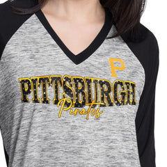 Pittsburgh Pirates G-III 4Her by Carl Banks Women's Speed Training 3/4-Sleeve Rhinestone V-Neck T-Shirt Sale