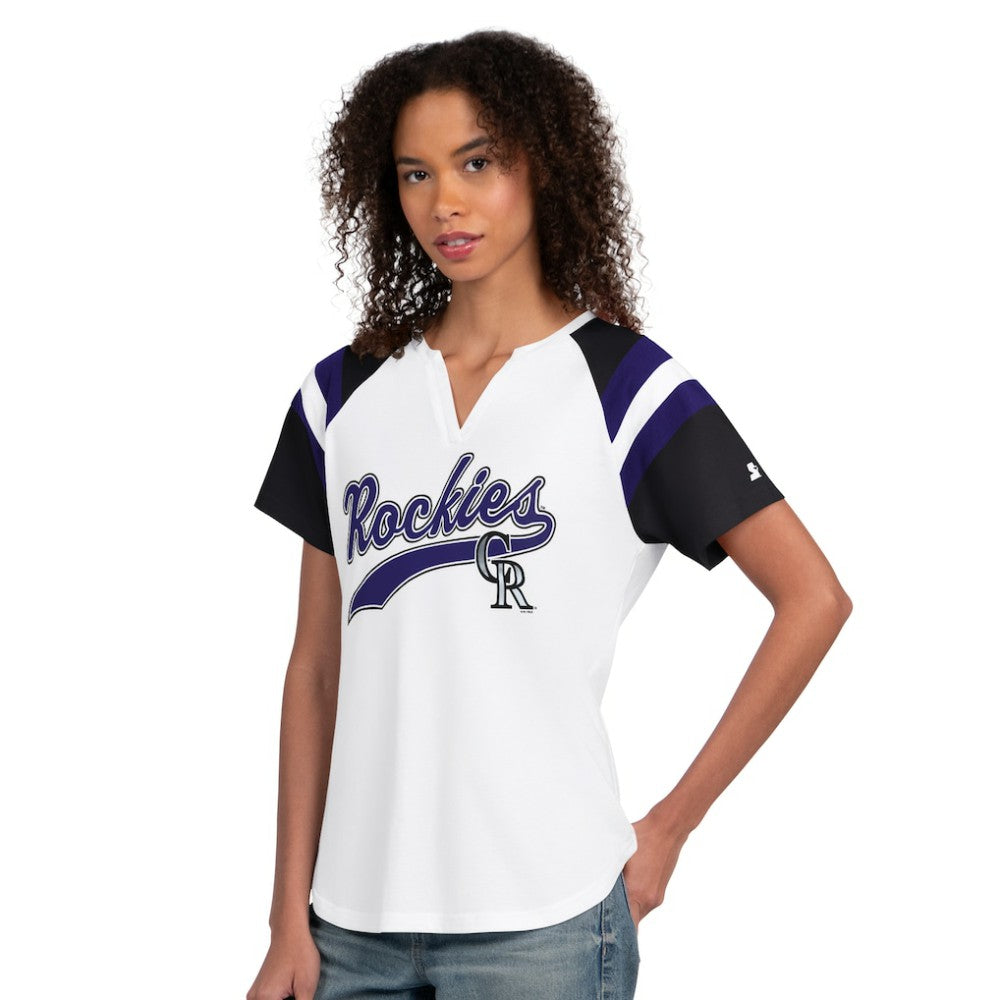 Colorado Rockies Starter Women's Game On Notch Neck T-Shirt Sale