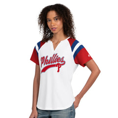 Philadelphia Phillies Starter Women's Game On Notch Neck T-Shirt Sale