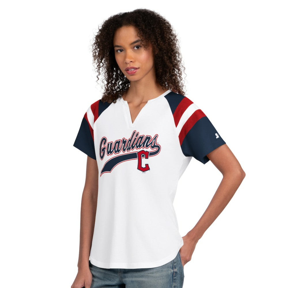 Cleveland Guardians Starter Women's Game On Notch Neck T-Shirt On Sale