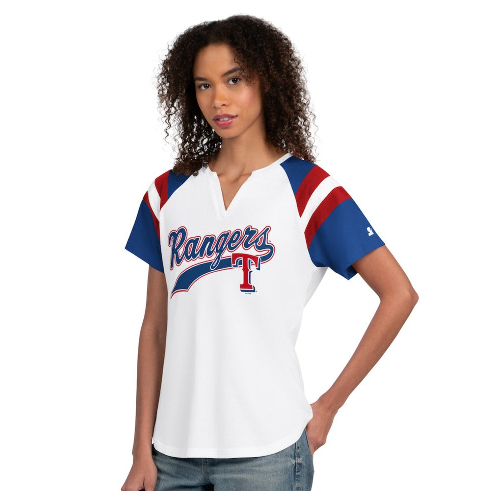 Texas Rangers Starter Women's Game On Notch Neck T-Shirt Sale