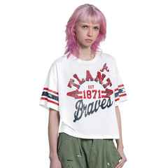 Atlanta Braves Starter Women's Cropped Hurry Up Offense T-Shirt On Sale