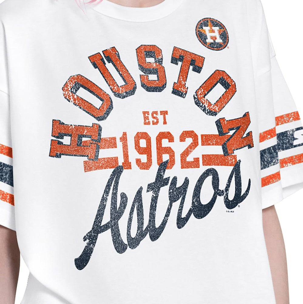 Houston Astros Starter Women's Cropped Hurry Up Offense T-Shirt Lifestyle