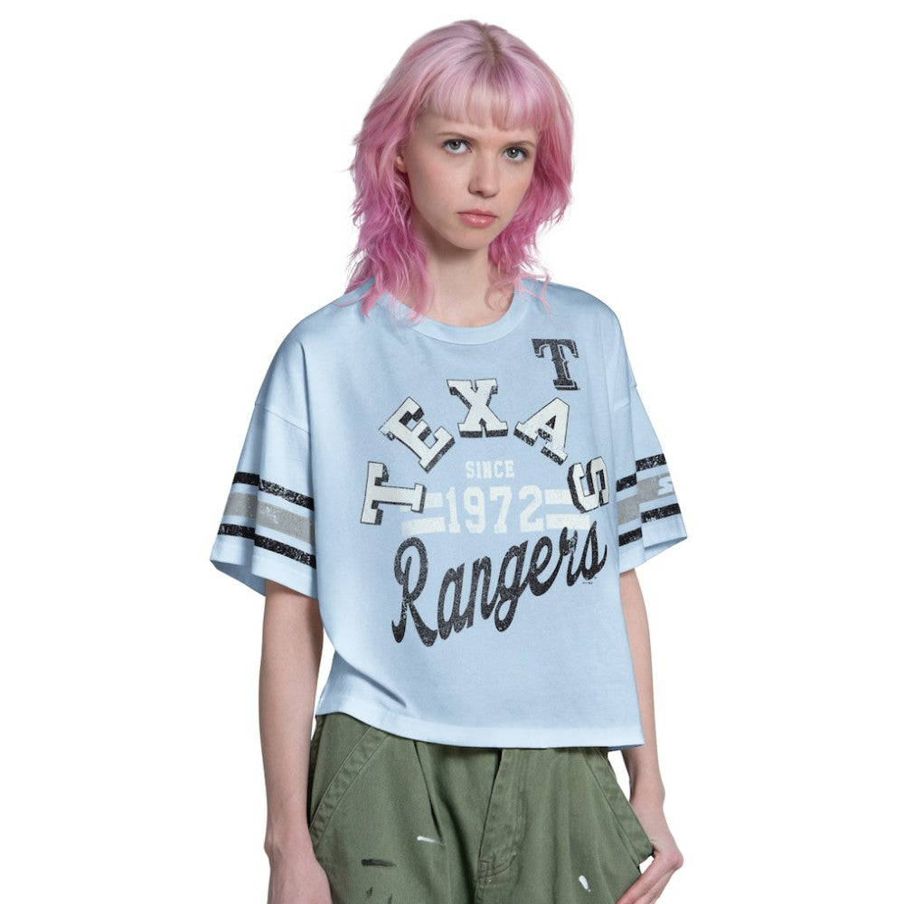 Texas Rangers Starter Women's Cropped Hurry Up Offense T-Shirt On Sale