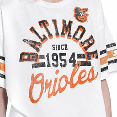Baltimore Orioles Starter Women's Cropped Hurry Up Offense T-Shirt Lifestyle