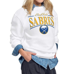 Buffalo Sabres - Starter Women's Arch Stripe Fleece Sweatshirt White
