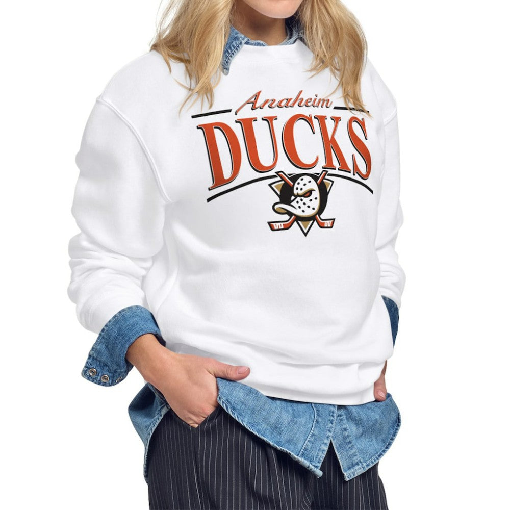Anaheim Ducks - Starter Women's Arch Stripe Fleece Sweatshirt White