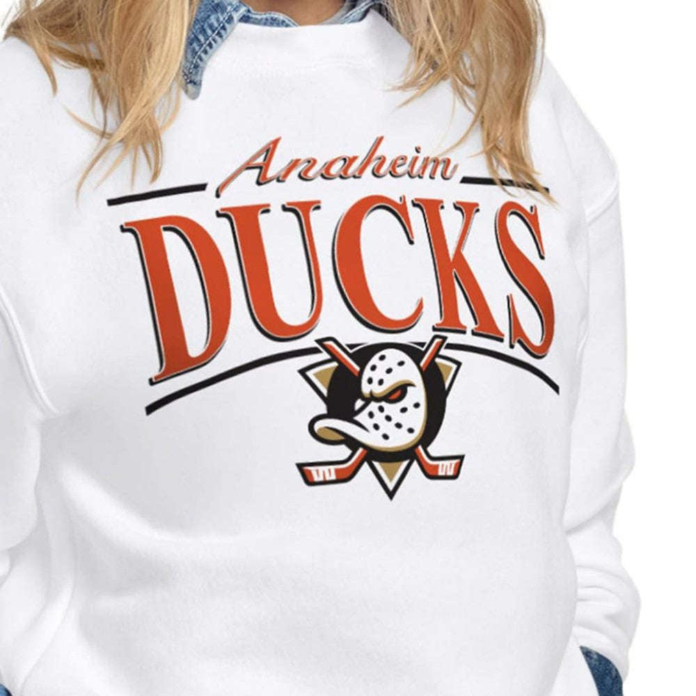 Anaheim Ducks - Starter Women's Arch Stripe Fleece Sweatshirt White