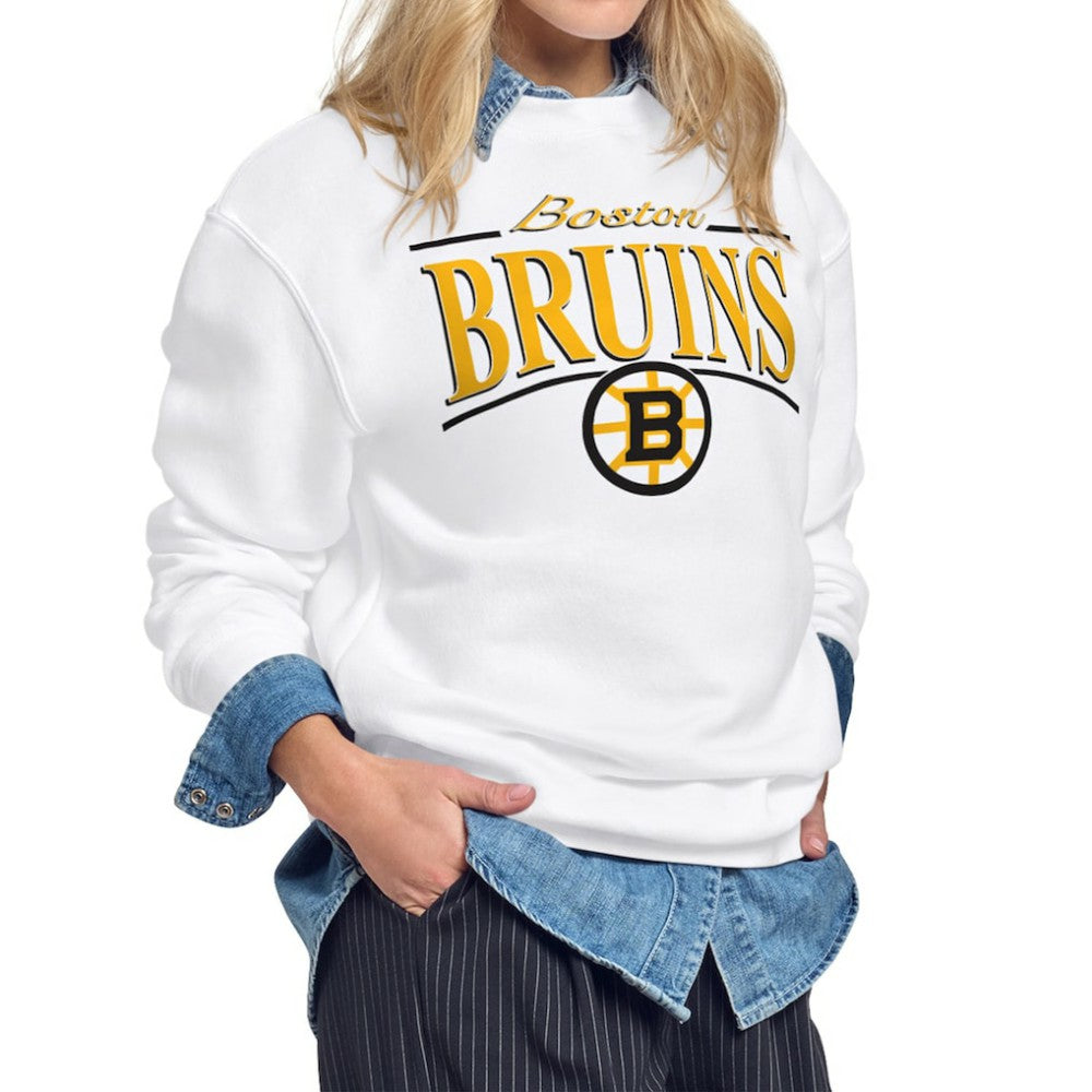 Boston Bruins Starter Women's Arch Stripe Fleece Sweatshirt White