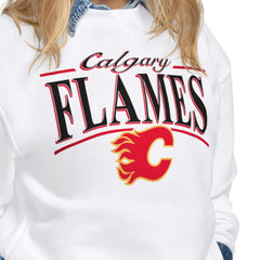 Calgary Flames - Starter Women's Arch Stripe Fleece Sweatshirt White