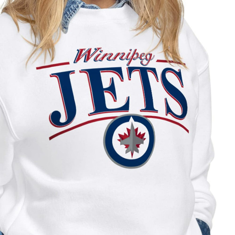 Winnipeg Jets - Starter Women's Arch Stripe Fleece Sweatshirt White