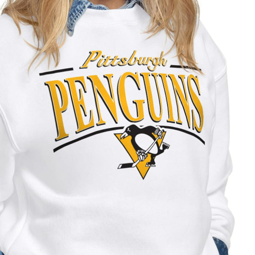 Pittsburgh Penguins Starter Women's Arch Stripe Fleece Sweatshirt White