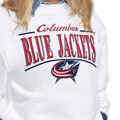 Columbus Blue Jackets - Starter Women's Arch Stripe Fleece Sweatshirt White
