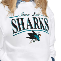 San Jose Sharks - Starter Women's Arch Stripe Fleece Sweatshirt White