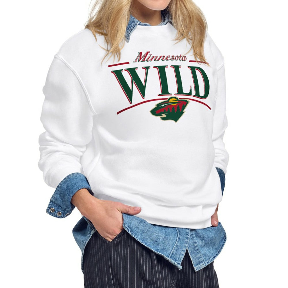 Minnesota Wild - Starter Women's Arch Stripe Fleece Sweatshirt White