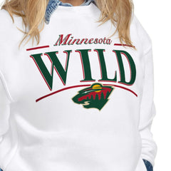 Minnesota Wild - Starter Women's Arch Stripe Fleece Sweatshirt White