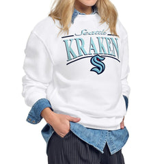 Seattle Kraken Starter Women's Arch Stripe Fleece Sweatshirt White
