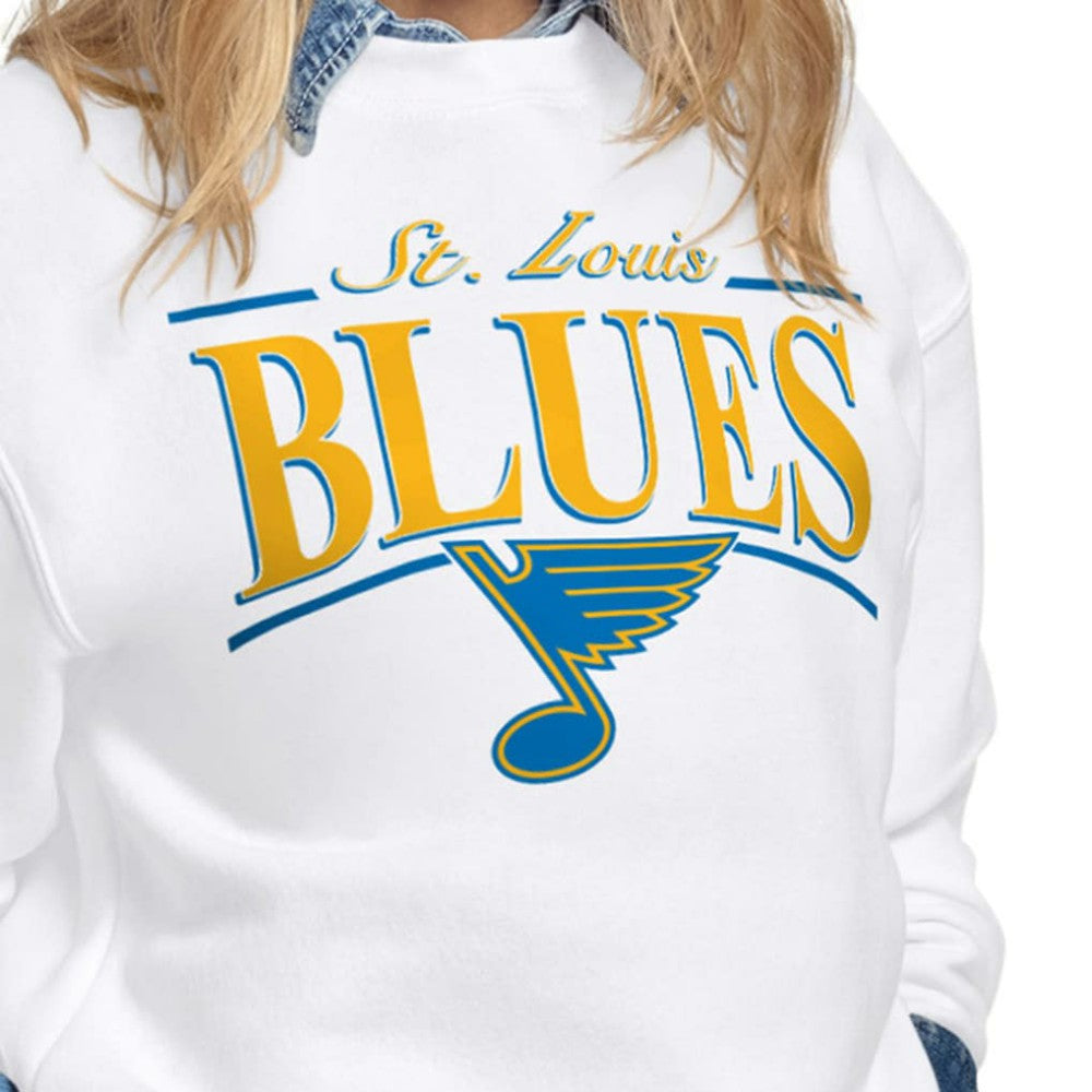 St. Louis Blues - Starter Women's Arch Stripe Fleece Sweatshirt White