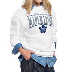 Toronto Maple Leafs - Starter Women's Arch Stripe Fleece Sweatshirt White