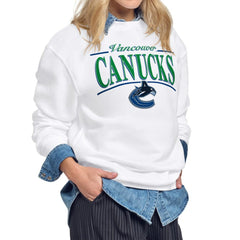 Vancouver Canucks - Starter Women's Arch Stripe Fleece Sweatshirt White