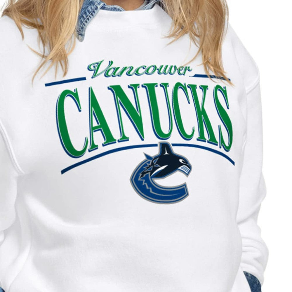 Vancouver Canucks - Starter Women's Arch Stripe Fleece Sweatshirt White