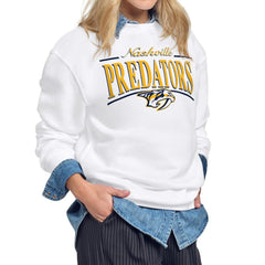Nashville Predators - Starter Women's Arch Stripe Fleece Sweatshirt White