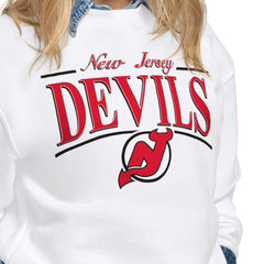 New Jersey Devils - Starter Women's Arch Stripe Fleece Sweatshirt White