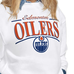 Edmonton Oilers - Starter Women's Arch Stripe Fleece Sweatshirt White