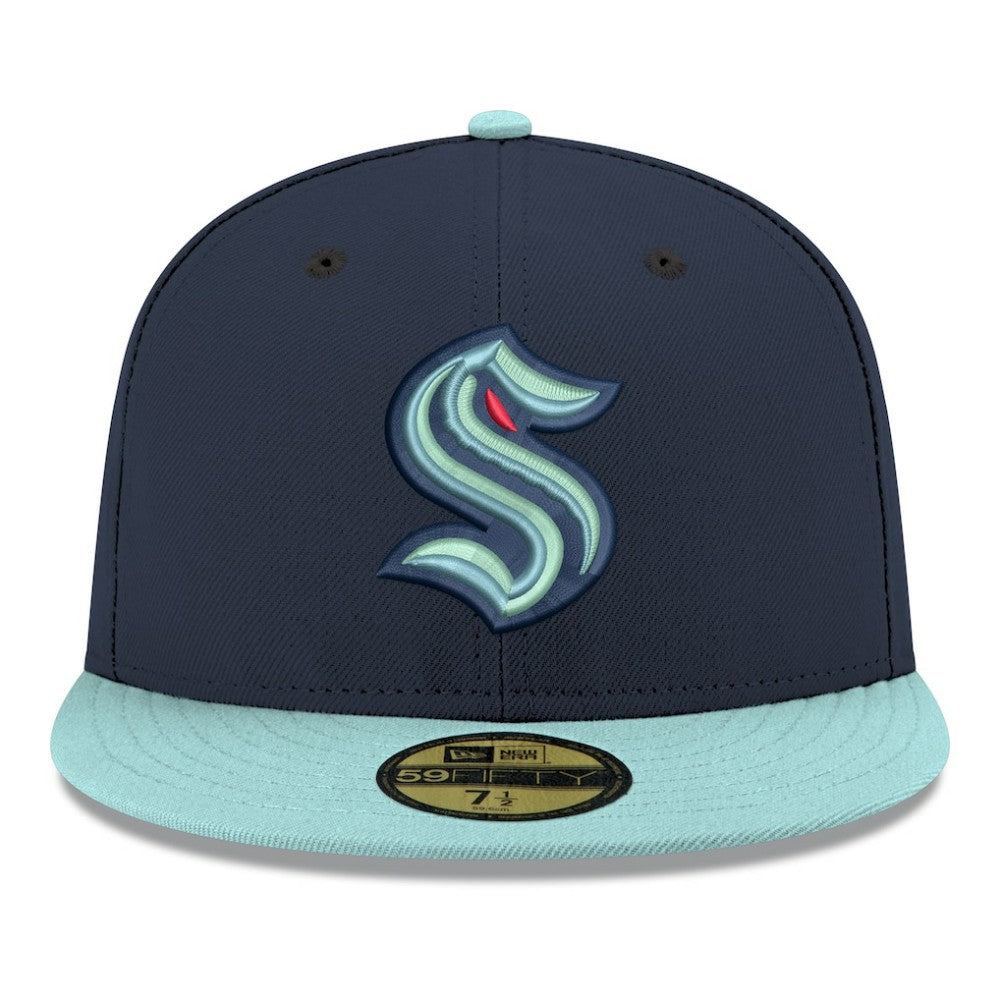 Seattle Kraken New Era Core Logo Two-Tone 59FIFTY Fitted Hat Navy