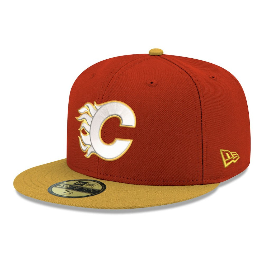 Calgary Flames - New Era Core Logo Two-Tone 59FIFTY Fitted Hat Red