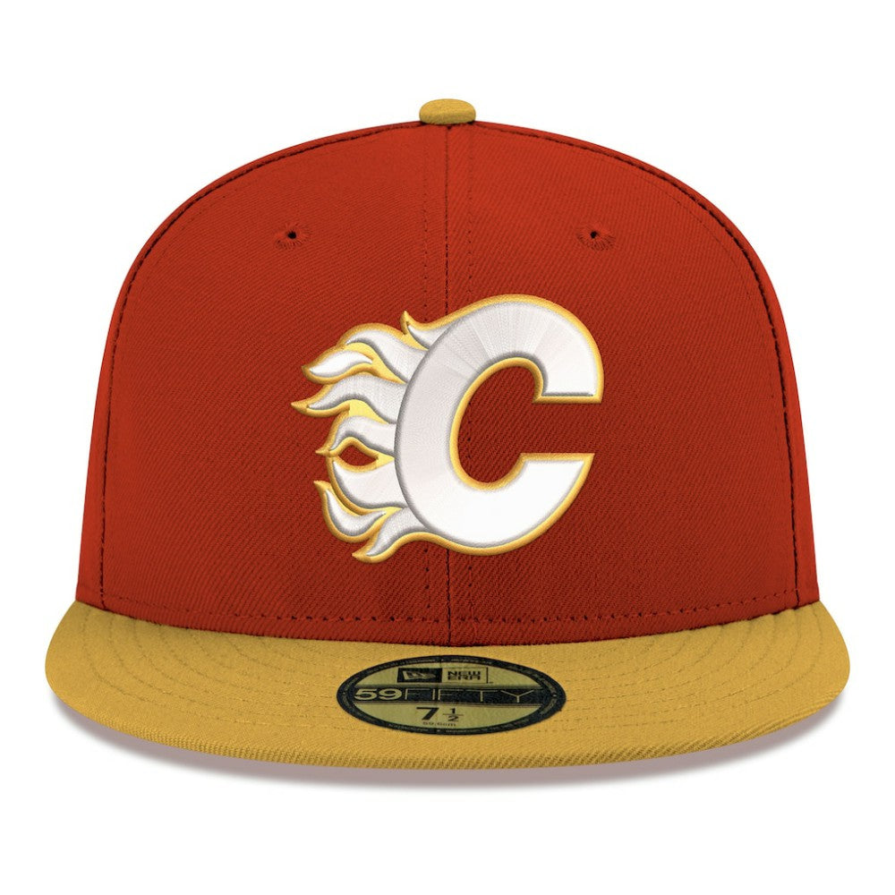 Calgary Flames - New Era Core Logo Two-Tone 59FIFTY Fitted Hat Red
