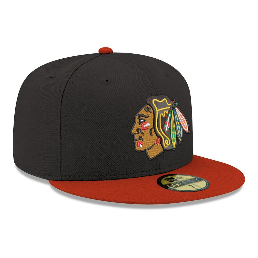Chicago Blackhawks New Era Core Logo Two-Tone 59FIFTY Fitted Hat Black