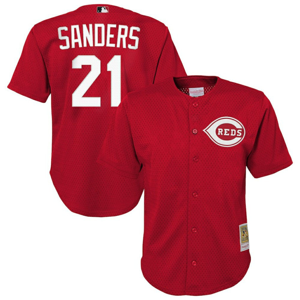 Deion Sanders Cincinnati Reds Mitchell & Ness Youth Cooperstown Mesh Batting Practice Jersey for sale