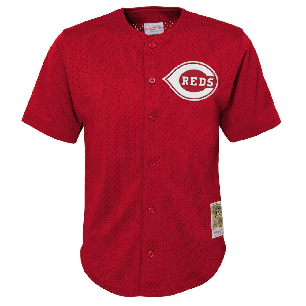 Deion Sanders Cincinnati Reds Mitchell & Ness Youth Cooperstown Mesh Batting Practice Jersey for sale