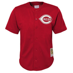 Deion Sanders Cincinnati Reds Mitchell & Ness Youth Cooperstown Mesh Batting Practice Jersey for sale