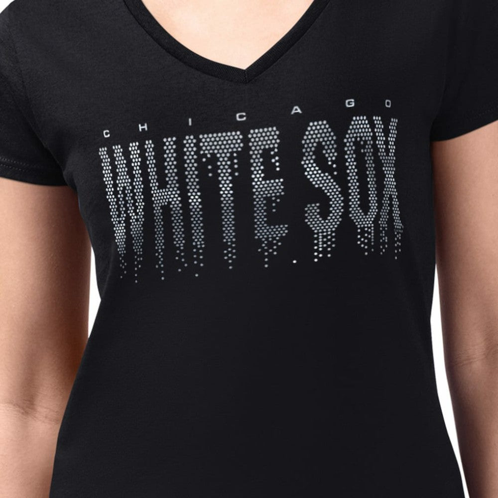 Chicago White Sox G-III 4Her by Carl Banks Women's Metallic Drop Lightweight V-Neck T-Shirt On Sale