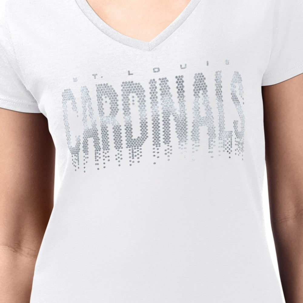 St. Louis Cardinals G-III 4Her by Carl Banks Women's Metallic Drop Lightweight V-Neck T-Shirt On Sale