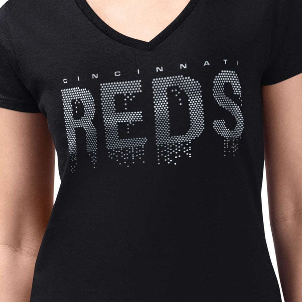 Cincinnati Reds G-III 4Her by Carl Banks Women's Metallic Drop Lightweight V-Neck T-Shirt for sale