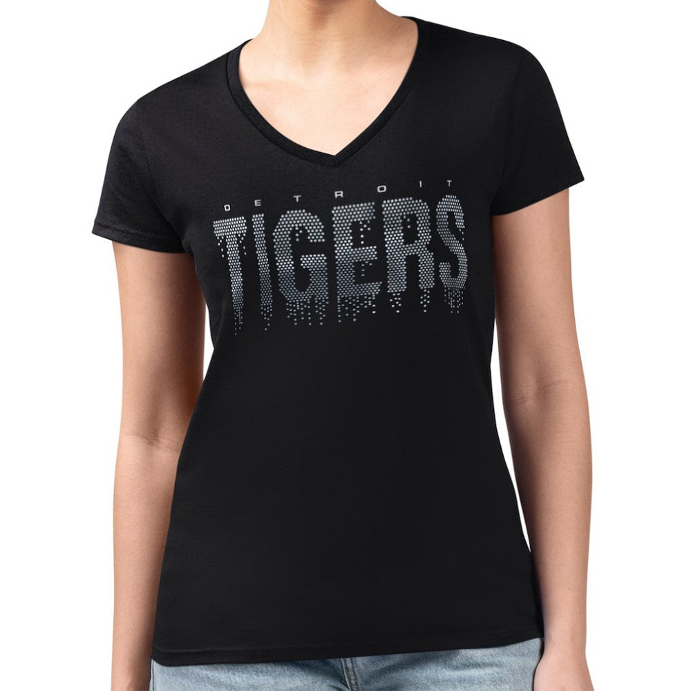 Detroit Tigers G-III 4Her by Carl Banks Women's Metallic Drop Lightweight V-Neck T-Shirt Online