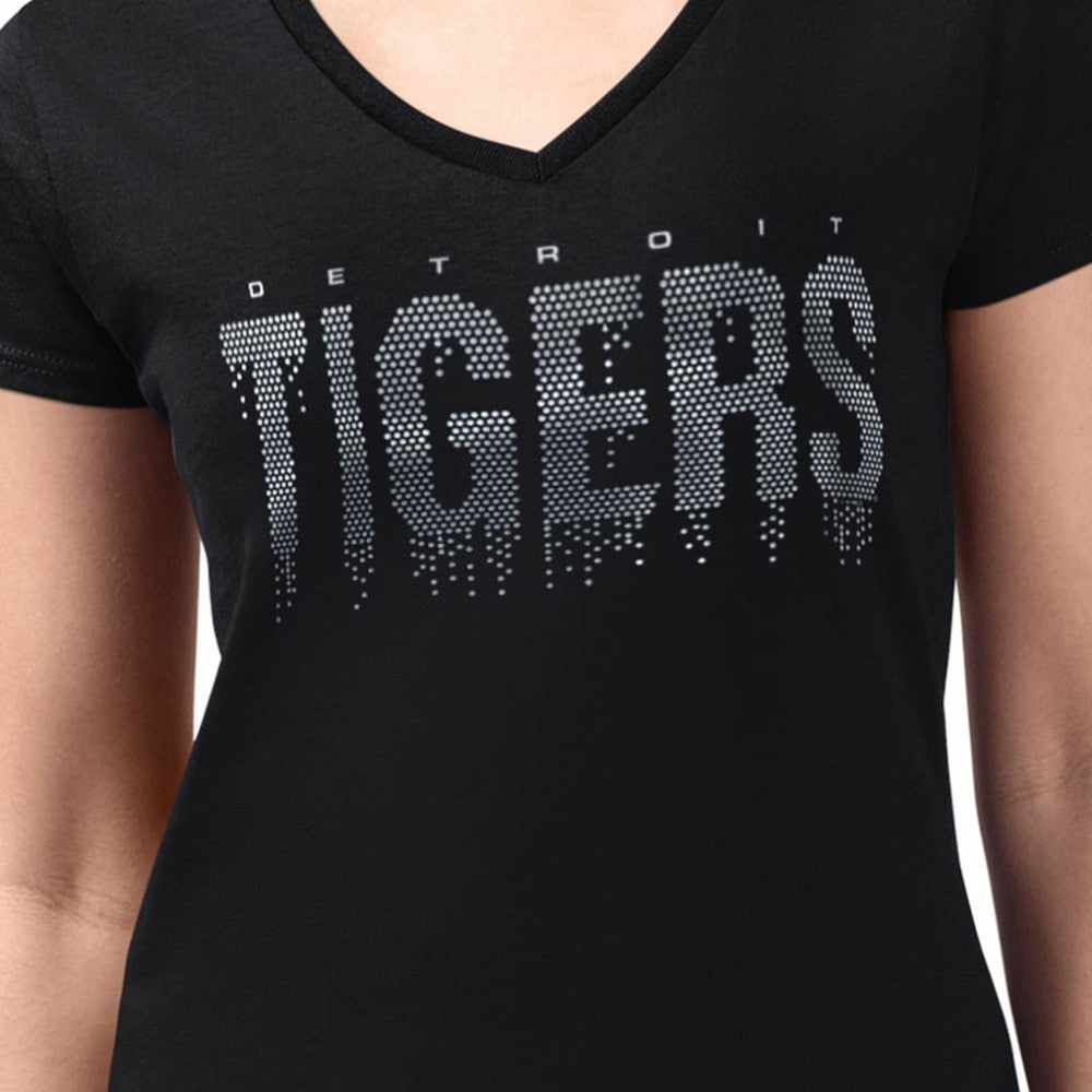 Detroit Tigers G-III 4Her by Carl Banks Women's Metallic Drop Lightweight V-Neck T-Shirt Online
