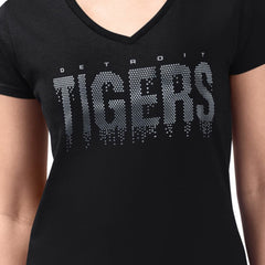 Detroit Tigers G-III 4Her by Carl Banks Women's Metallic Drop Lightweight V-Neck T-Shirt Online