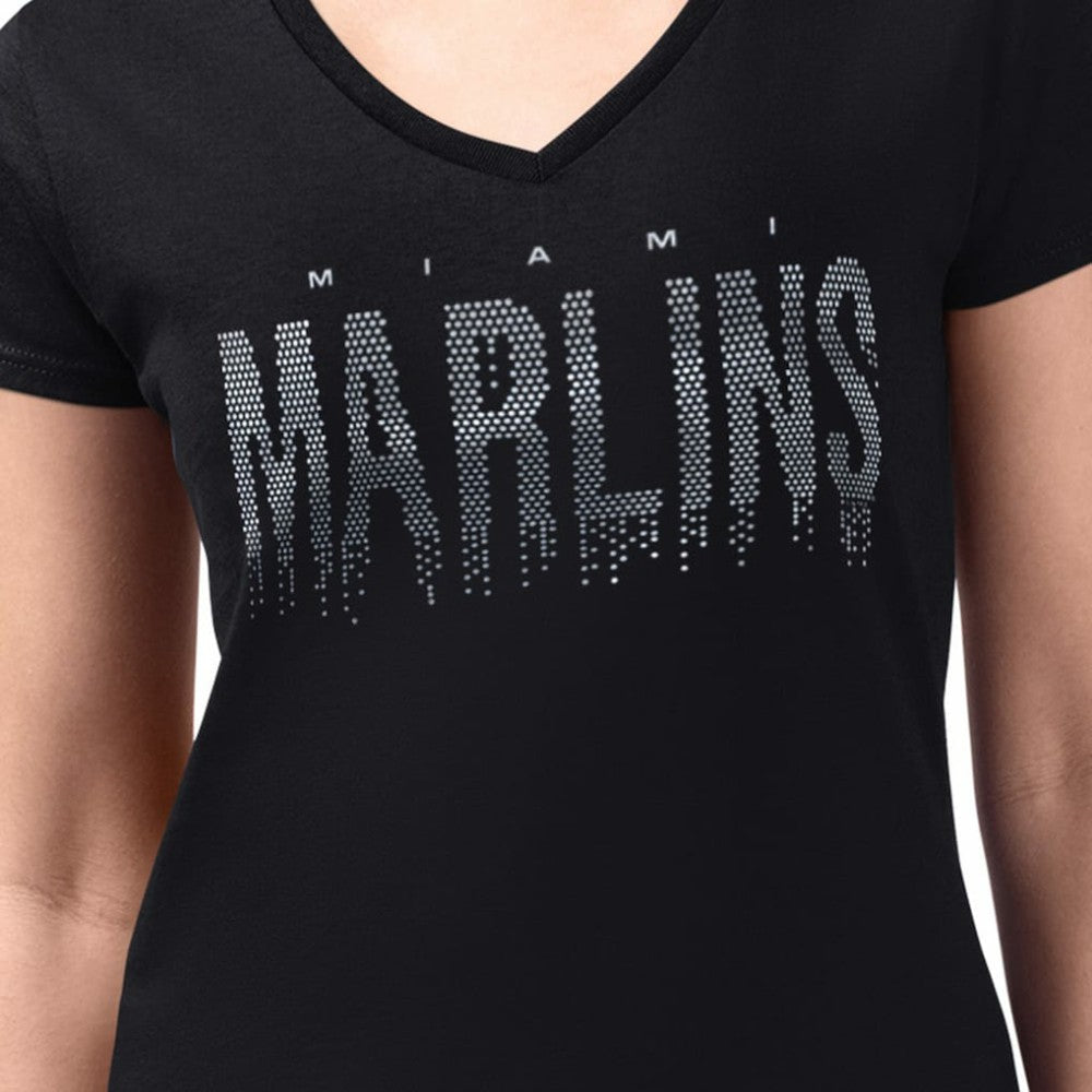 Miami Marlins G-III 4Her by Carl Banks Women's Metallic Drop Lightweight V-Neck T-Shirt Near Me