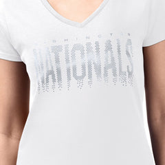 Washington Nationals G-III 4Her by Carl Banks Women's Metallic Drop Lightweight V-Neck T-Shirt Clearance