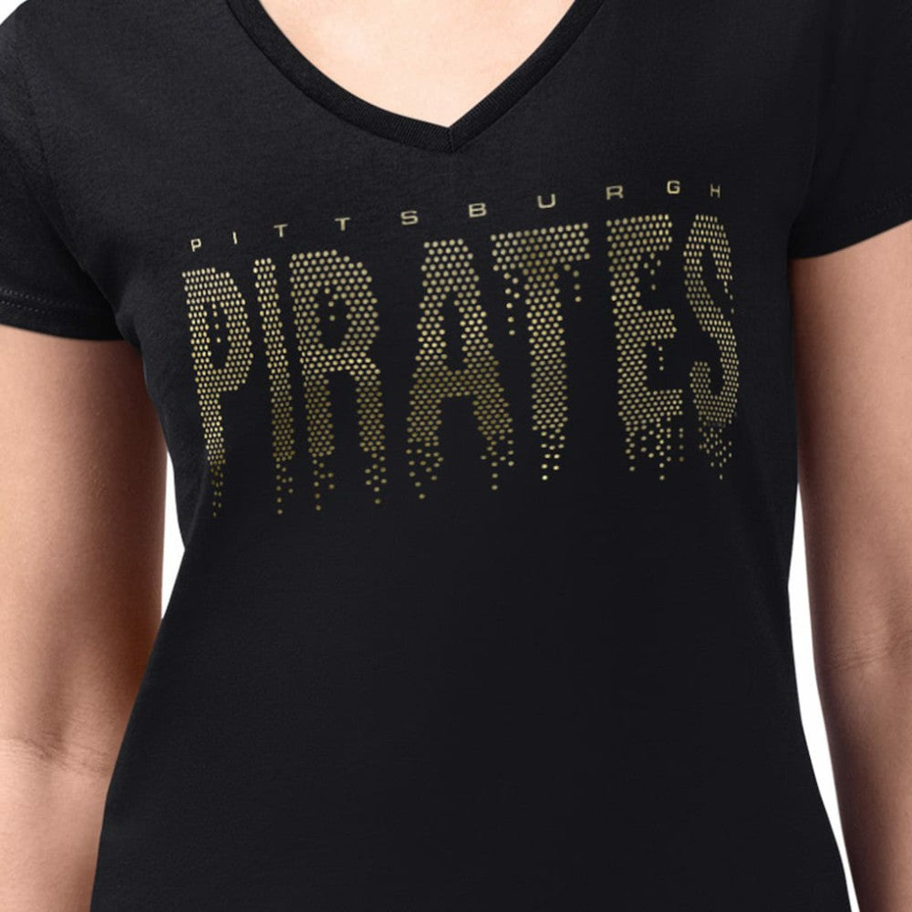 Pittsburgh Pirates G-III 4Her by Carl Banks Women's Metallic Drop Lightweight V-Neck T-Shirt discount