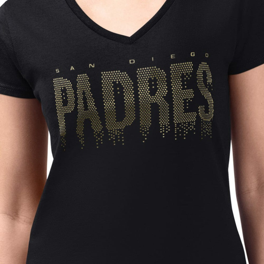 San Diego Padres G-III 4Her by Carl Banks Women's Metallic Drop Lightweight V-Neck T-Shirt Near Me