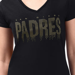 San Diego Padres G-III 4Her by Carl Banks Women's Metallic Drop Lightweight V-Neck T-Shirt Near Me